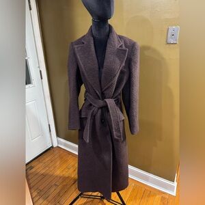 Alma Vintage Long Wool-Blend Coat Italy 42/US M (eggplant)